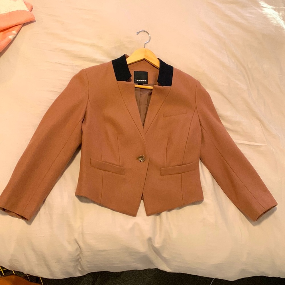 TROUVE Cropped Wool Inverted Collar Blazer Jacket Size Small